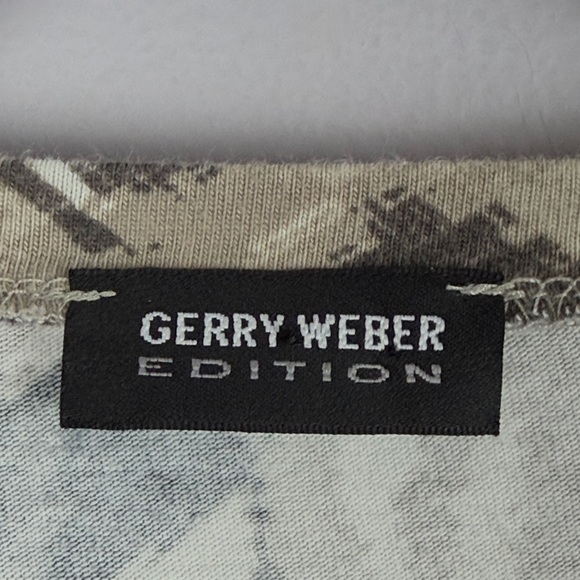 Gerry Weber Casual Abstract Embellished Long Sleeve Cotton Top Size 18 Black Tan - Picture 6 of 14